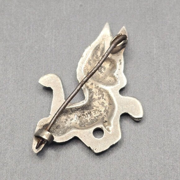 VTG Mexican Silver Dancing Donkey Brooch 1.25" Burro Folk Art 1930s Marked 4.01g - Picture 2 of 6